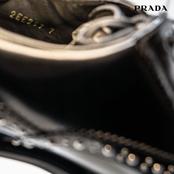 Prada Studded Wingtip Derby in Black - Embellished with Studs US10 - Picture 3 of 12